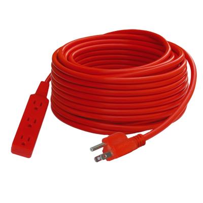 China 110V High Quality Residential / General Purpose Orange 3 Outlets With Grounding US Type Heavy Duty Outdoor Use 6ft Power Extension Cable for sale