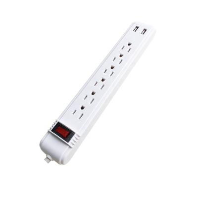 China USA Residential / General Purpose Type 6 Strip Surge Protection Extension Socket Electrical Outlet With USB Power Strip for sale