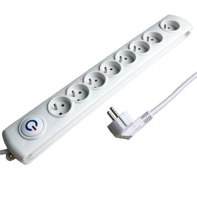 China French Type Residential / General Purpose Household 8 Way AC Outlets With Surge Protected Power Extension Socket With CE Power Strip for sale