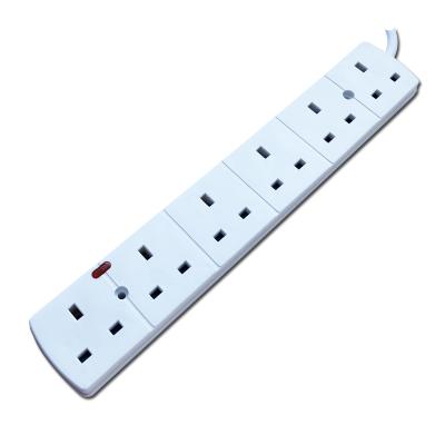 China UK Residential / General Purpose Hot Sales BS Type AC 6 Strip Outlets Power Strip Extension Electrical Socket With LED Light for sale