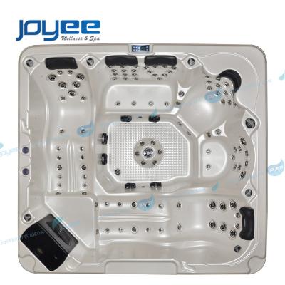 China JOYEE Modern Silver Luxurious Drop In Acrylic Jetted Bathtubs Whirlpool Massage Bath Hot Tub SPA 7 Person High End Built In Large Bathtub for sale