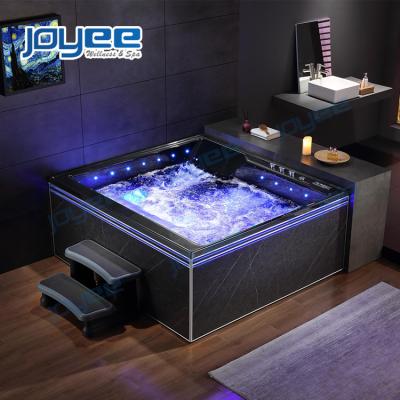 China Jakuzi Modern Luxury Indoor Black Acrylic Skirted Bathtub Hot Tub Double Side 2 Size (Left Skirt) JOYEE Large 3 Person Spa Hot Tub Spa Massage Bathtub With Seat for sale