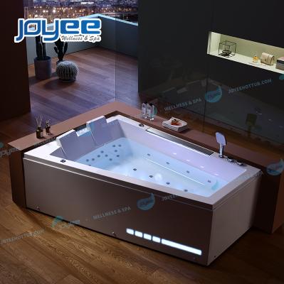 China Suppliers Wholesale Three Side Spa Skirt JOYEE Indoor 2 Person Bathroom Bathtub Relax Home Massage Hot Tub Waterfall LED Light Bathtub for sale