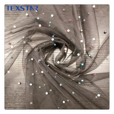 China COFETTI DECORATION 2020 New Design High Quality Colorful Pearl Mesh Tulle Fabric For Bridesmaid's Dress for sale