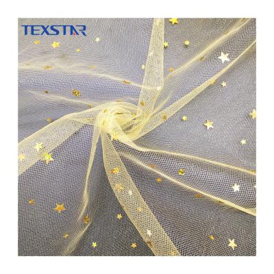 China 100% Polyester Viable Tulle Mesh Fabric with Star and Dot Sequin for Dress for sale