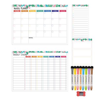 China Waterproof Magnetic 4 Pack Dry Erase White Board Calendar Kit, Feela 2021 Monthly Weekly Calendar for Wall Fridge for sale