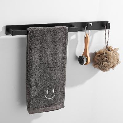 China Factory Viable Hot Sale Aluminum Free Of Hook Bathroom Towel Rack Punch Kitchen Tiers With 2 Hooks for sale