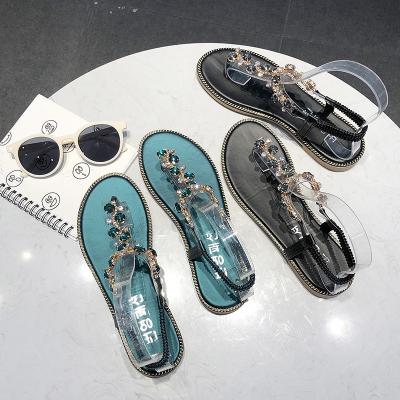 China Wholesale 2022 Newest Fashion Roman Women Sandals Women Flat Bohemian Beach Sandals Fashion Trend Strappy Rhinestone Sandals for sale