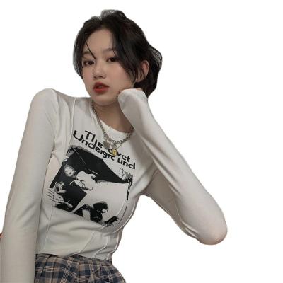 China 2021 new Anti-wrinkle spring and autumn cultivated design sense top diet irregular long-sleeved T-shirt basing shirt for sale