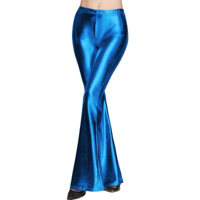 China 2022 new European and American fashion sexy women's viable wide leg flares pants bright bell bottom leather pants for sale