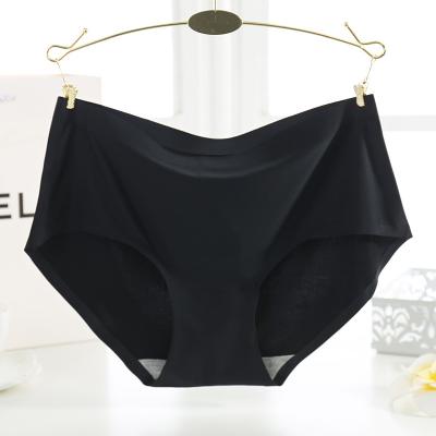 China 4XL Breathable Plus Size Ice Silk Seamless Women's Mid Waist Panties Breathable Briefs One Piece Briefs for sale