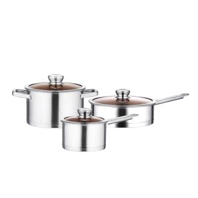 China Sustainable Pot Stainless Steel Cookware Pot Set Stainless Steel Cookware Set Kitchen Cooking Pot for sale