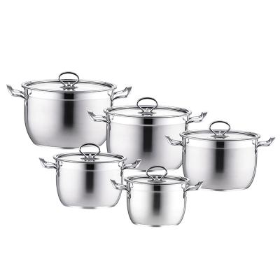 China 5pcs Cookware Set Sustainable Best Selling Stainless Steel Pot Set Kitchen Pot for sale