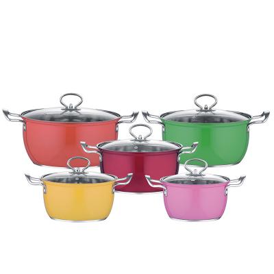 China 5pcs Stainless Steel Sustainable Stock Pot /cookware Set With Glass Lid Casserole Set for sale