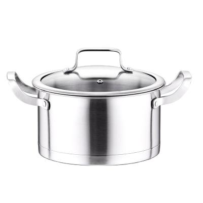 China Sustainable Glass Soup Pot Cooking Pot With Handles 201 Stainless Steel Pot 20cm hotpot for sale