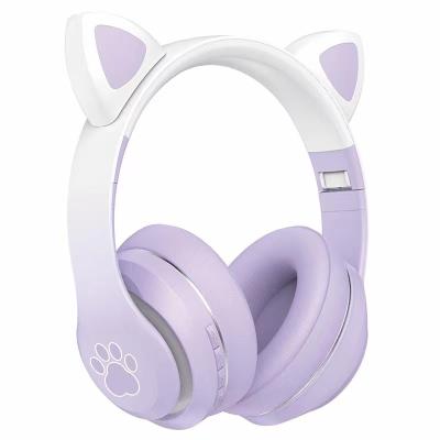 China SN36M Wireless Fast Charging Cheap Price Cute Cat Ear Earphone With LED Light Earphone Support TF Gaming Wireless Headset for sale