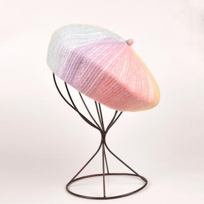 China Wholesale Custom Made Character Vintage Gradient Wool Dot Autumn Winter Literary Painter Hat Beret Hat For Women for sale