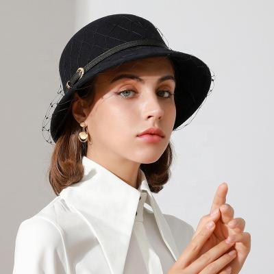 China Fashion\retro Lady warm net elegant Bucket Hats of high quality wool yarn top hats wholesale comfortable\durable\warm for sale