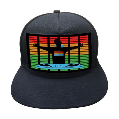 China breathable & Waterproof Customized Music Festival And Party Club Sound Activated Led Screen Shining Caps for sale