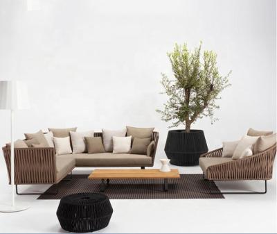 China Modern Furniture New Design Rattan Indoor Outdoor Rope Woven Garden Sofa Furniture for sale