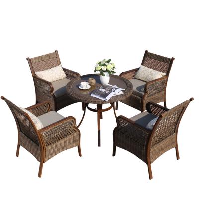 China Modern Outdoor Furniture Patio Garden Furniture Sets Rattan Dining Chair Table 4seater Wicker Garden 5pcs Set for sale