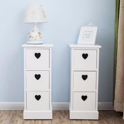 China 3 Pairs Elegant Heart Shape Drawers Adjustable White Bedside Tables Customized Sizes for sale