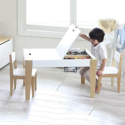 China Adjustable Kids Furniture Sets Flat Pack Child Kids Wooden Table and with Set of Two Chairs for Kid's Play Room for sale