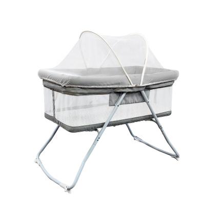 China Gray Baby Bassinet With Mosquito Cheapest Crib and Netting Hot Sale for sale