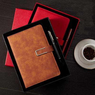 China Wholesale GENERIC Stylish Signature Pen Set Gift Box Business Notebook A5 PU Artificial Leather Office Diary Promotion for sale