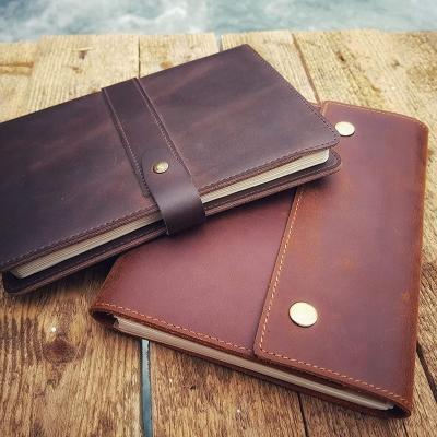 China High Quality Refillable Leather Journal A5 Spiral Notebook Lined Journal CoverBrown Vintage Diary for Travel and Business Custom for sale