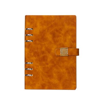 China High Quality A5 Loose Leaf Custom Leather With 6 Rings Budget Binder Monthly Notebook And Embossed Journal Agenda Organizer Logo for sale