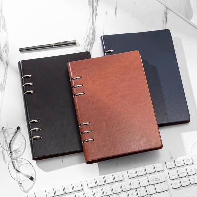 China Mobiles Rings PU Cover A5 6 Leaf Notebook Business Office Meeting Minutes Company Hard Leather Custom Spiral To Send Gifts To Customers for sale