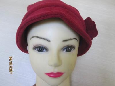 China Popular double layer  flleece hat--ladies--red color without lining for sale