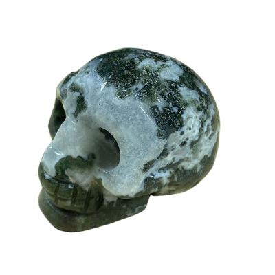 China China Hot Selling High Quality Natural Crystal Moss Agate Skulls Crystal Quartz Skulls For Fengshui for sale