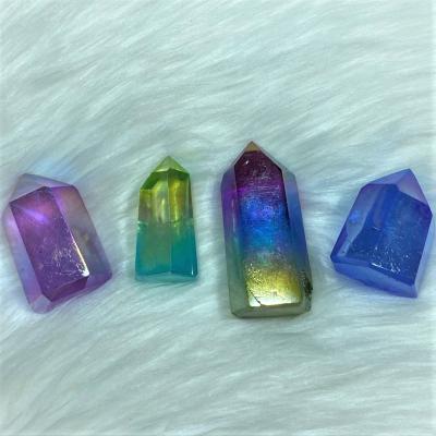 China Customization High Quality Natural Wholesale Different Sizes China Aura Colored Crystal Point For Sale for sale