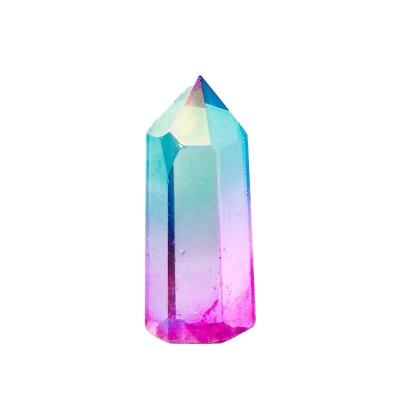 China High Quality Natural Wholesale Customization Different Sizes of Europe Aura Crystal Point Colored for Decoration for sale