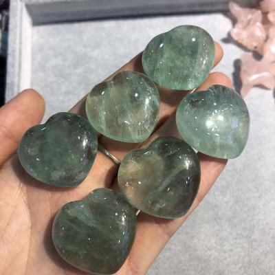 China China Wholesale High Quality Crystal Stones Carving Craft Green Strawberry Quartz Heart Palm For Healing for sale