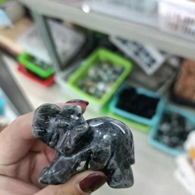 China Hot-selling Elephant Sculpture Colorful China Stones Crystal Carvings Small Size Craft For Gift for sale