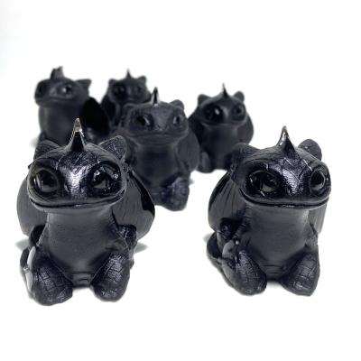 China China Wholesale Crystal Black Obsidian Toothless Pterosaur Hand-carved Dragon Carving Animals for sale