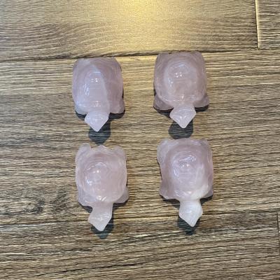 China China Hand-carved High Quality Natural Pink Crystal Tortoise Carving Quartz Crystal Tortoise Carving for sale