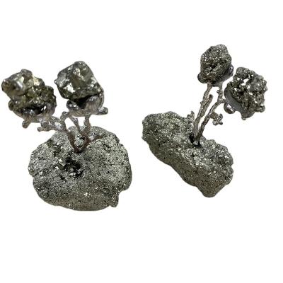 China China Wholesale Natural Iron Pyrite Crystal Rough Stone Carvings Healing With Silver Flowers for sale