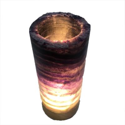 China China Natural Colored Fluorite Quartz Crystal Lamp Wooden Base Crystal Lamp For Decoration for sale