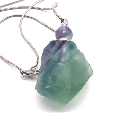 China Wholesale Natural Green Fluorite Crystal Perfume Bottle Pendant Necklace Healing From China for sale