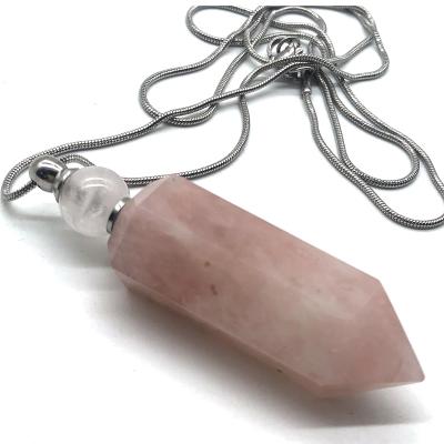 China China Crystal Rose Quartz Crystal Points Wholesale Natural Gemstone Hexagonal Crystal Pendant for sale