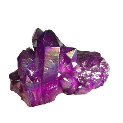 China Wholesale Clear Stone Aura Crystal Cluster For Decoration from China Crystal Natural Titanium Purple Quartz for sale