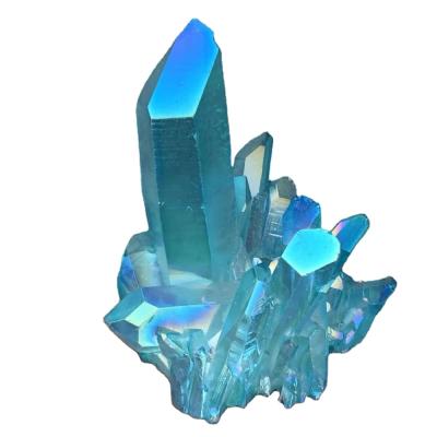 China China Rainbow Crystal Aura Lemurian Quartz Cluster Reiki Titanium Blue Healing for sale