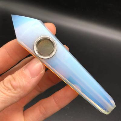 China Wholesale Natural Pipes Crystal Stones Tobacco Pipes from China Opal Crystal Wand Point Crystal Smoking for sale