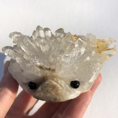 China China Wholesale Natural Clear Quartz Crystal Cluster Carving Hedgehog For Home Decoration for sale