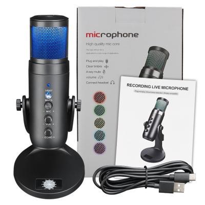 China Factory OEM Type-C Microphone WESTON Headset Mike Studio Condenser USB RGB Professional Computer Gaming Handheld Recording Microphone For PC Laptop for sale