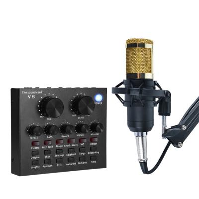 China V8 Version Condenser BM800 Microphone Sound Card Live Set USB Anchor K Song English Mobile Computer for sale